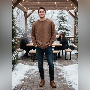 Old Navy Brown Quilted Men's Crewneck Sweater NWOT